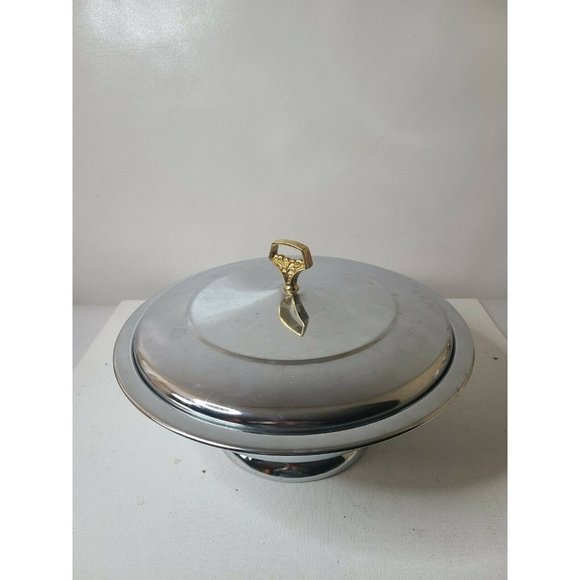 Kromex Other - KROMEX Serving Dish Bowl With Cover Mid Century Modern Large Casserole Chrome